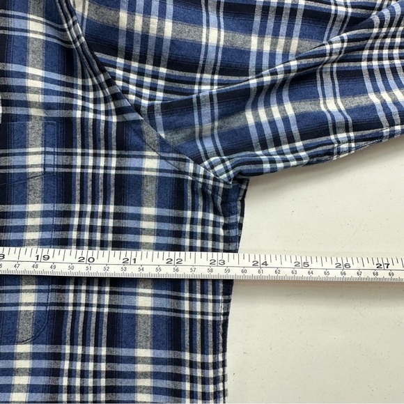 J McLaughlin Shirt Mens XL Trim Fit Blue Plaid Long Sleeve Cotton Button Down - Picture 5 of 8
